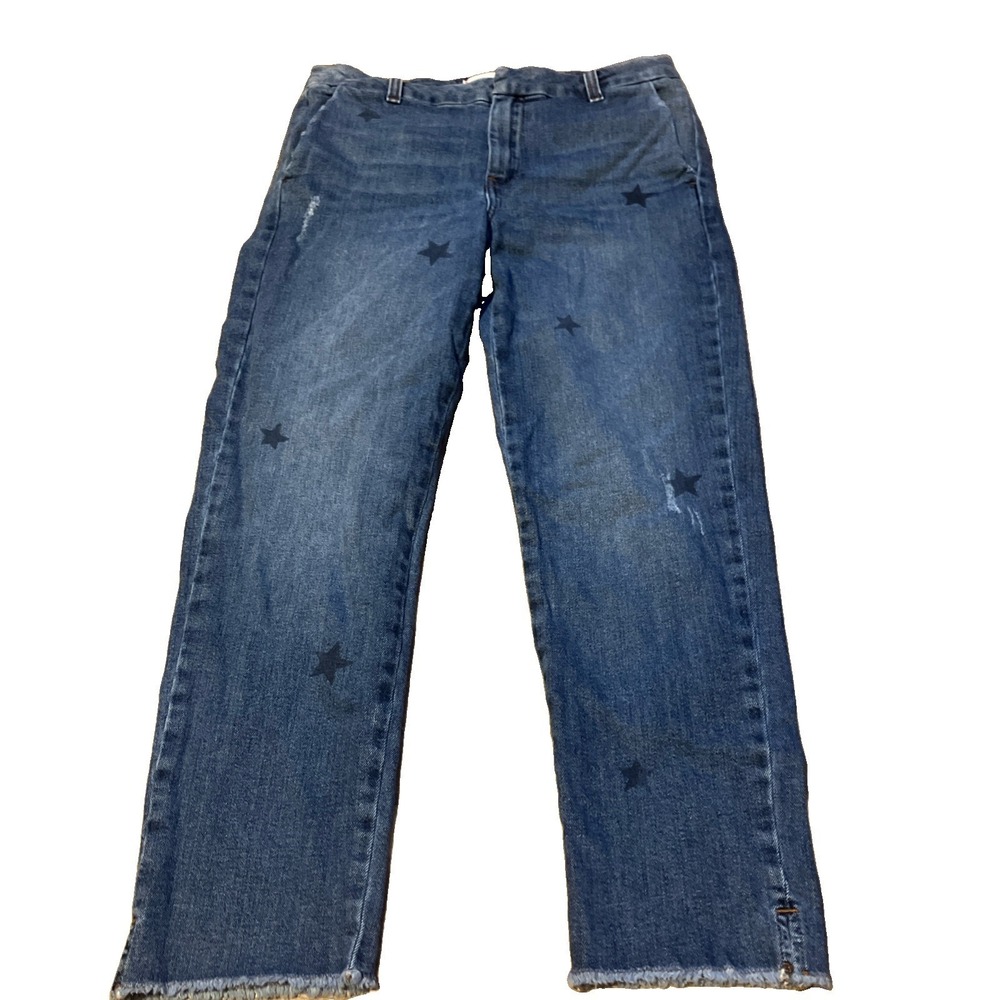ANTHROPOLOGIE Sundry Blue Star Stamp Le Soleil Straight Leg Jeans 27